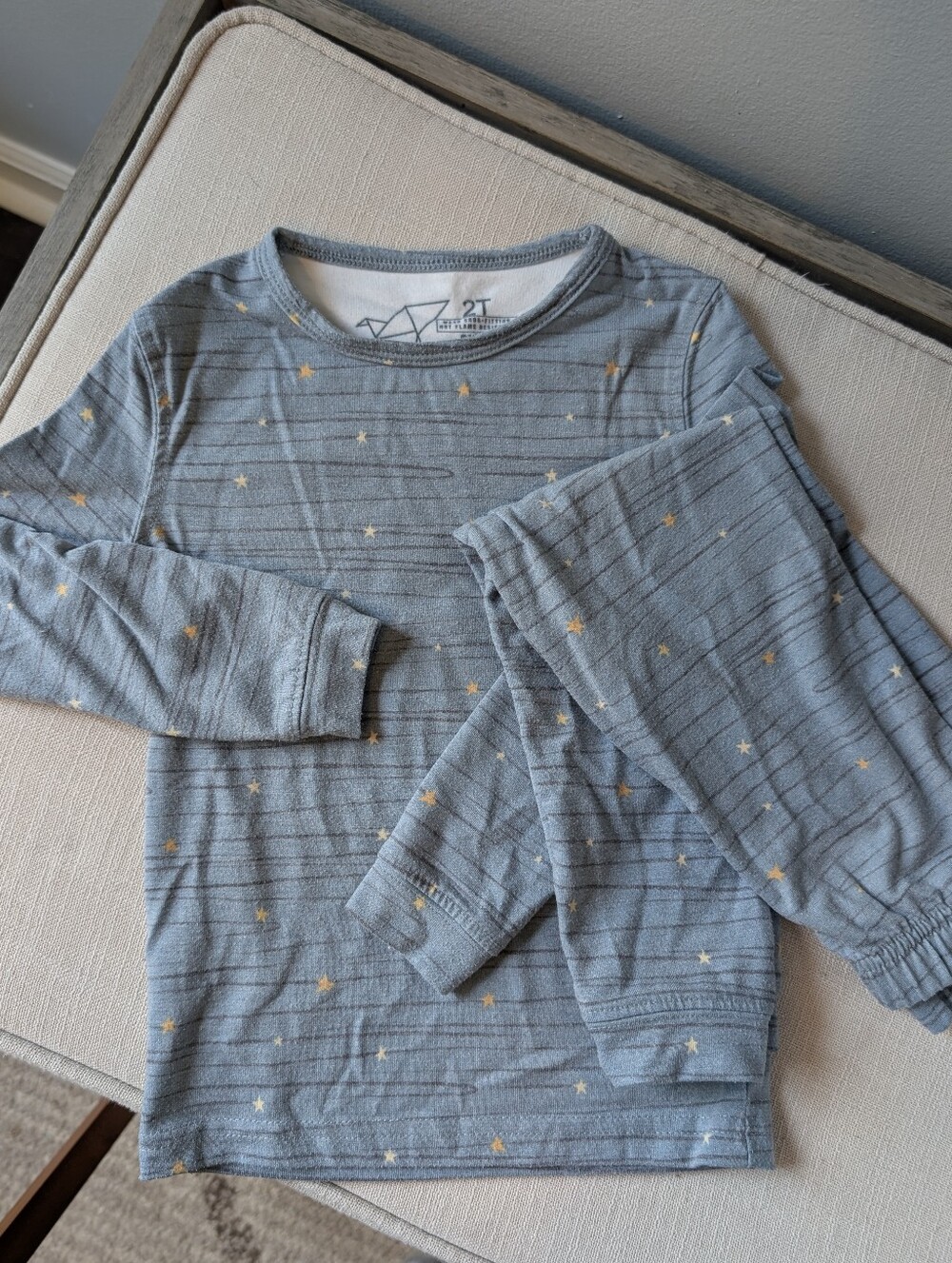 Copper Pearl Dusty Blue Star Print Long Pajama Set - 2T